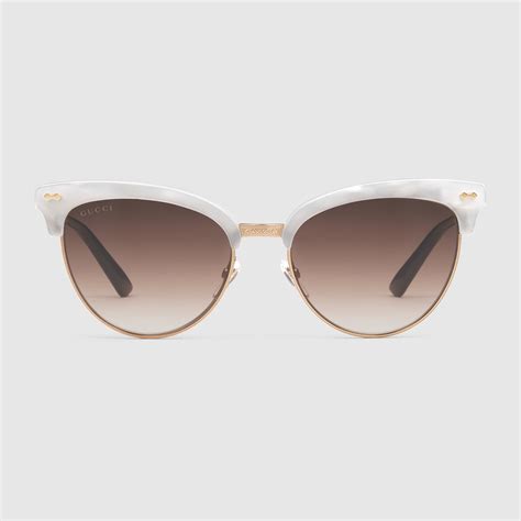 gucci women's cat eye acetate and metal sunglasses